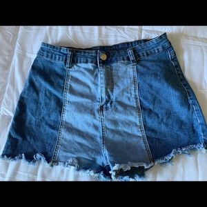 2 color high waisted denim shorts